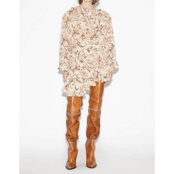 NEW ISABEL MARANT tharya silk dress in beige - Picture 1 of 3